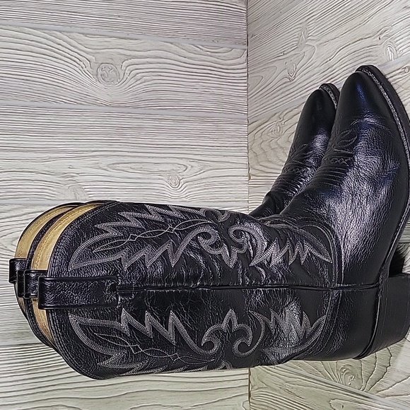 Dan Post Milwaukee Black Leather Western Cowboy Boots Mens Size 8.5EW - Picture 2 of 15